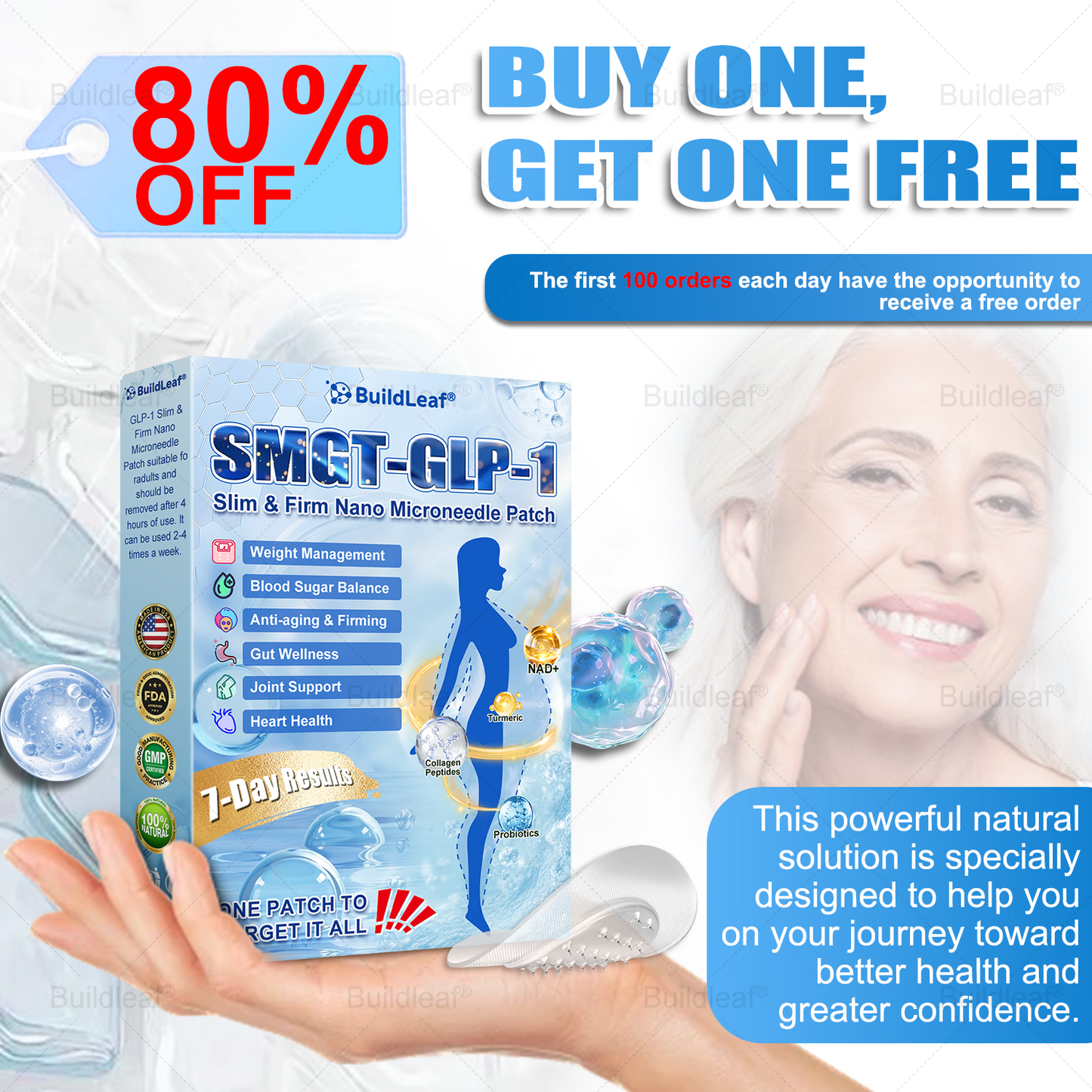 👨⚕️🏥FDA Store |𝐵uil𝗱𝐿ea𝐟® 𝑮𝐋𝑃-1 Slim & Firm 𝑁ano 𝑀icroneedle 𝑃atch with Collagen,Turmeric&Matrixyl 3000 丨Obesity,Cardiovascular Diseas, Diabetes, Sleep Apnea, Joint Problems and More
